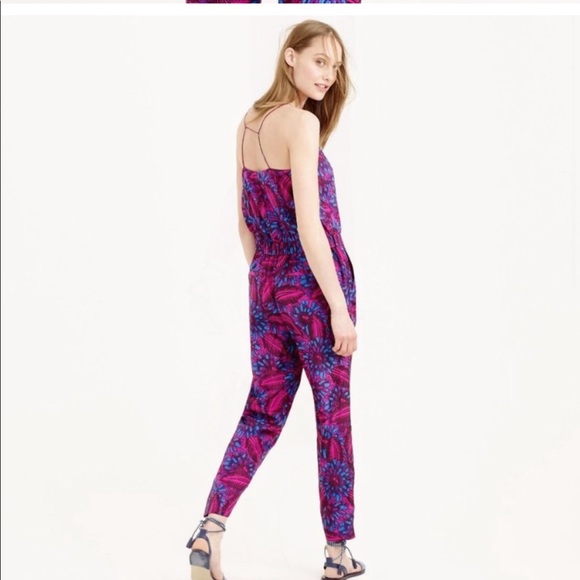 J. Crew Midnight Floral Silk Jumpsuit - Picture 8 of 8